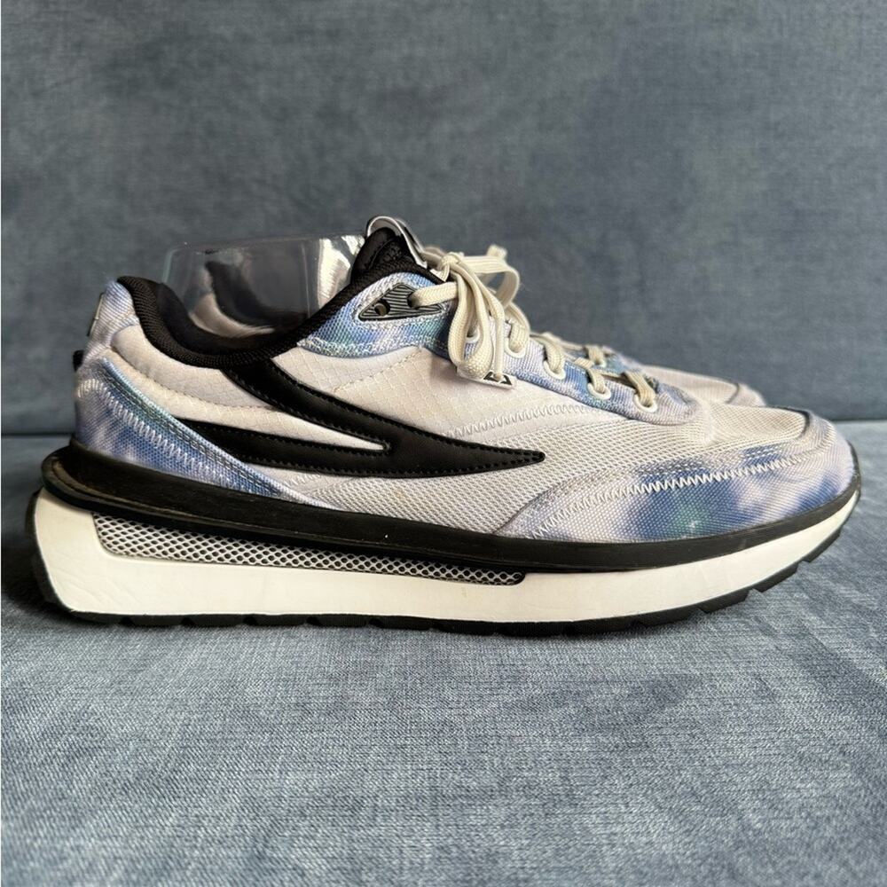 Fila Womens Renno Tie Dye Sneakers SZ 11 Lace Up White Blue Black Casual Chunky